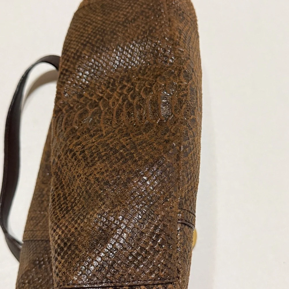 Michael Kors Brown Python Embossed Leather Satchel